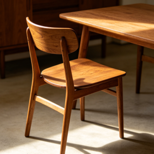 Solid Wood Dining Chair with Curved Backrest