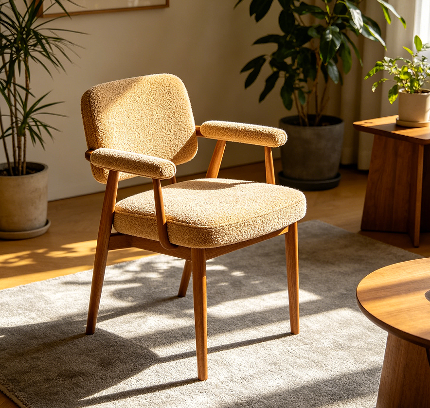 Low Back Dining Chair with Padded Armrests